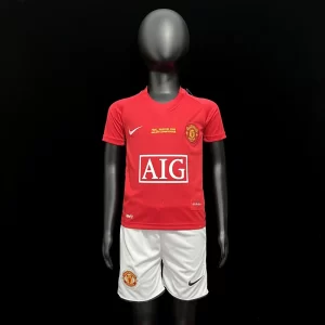 Manchester United 2007-08 Retro Home Champions League Kids Kit
