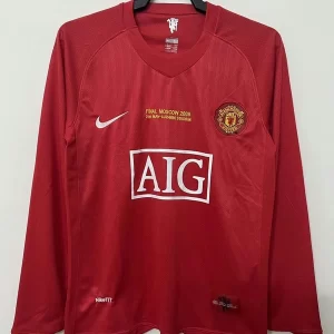 Manchester United 2007-08 Home Champions League Long Sleeve Retro Jersey