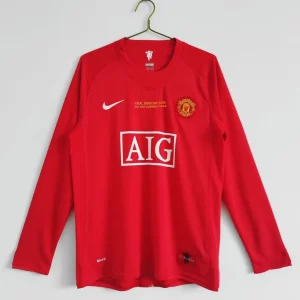 Manchester United 2007-08 Home Champions Edition Long Sleeve Retro Jersey