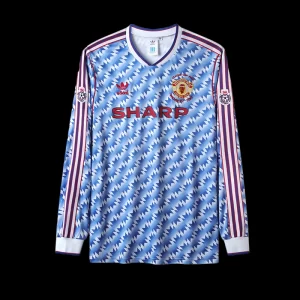 Manchester United 1990-92 League Cup Final Long Sleeve Away Retro Jersey