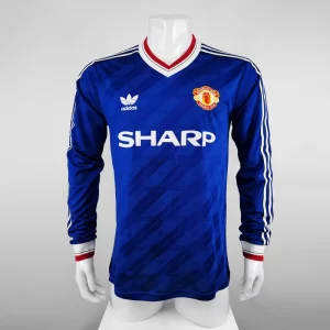 Manchester United 1986-87 Blue Long Sleeve Fans Retro Jersey