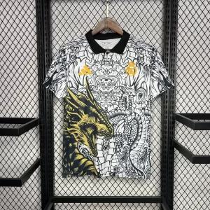 Real Madrid 2024-25 White Gold Dragon Special Edition Jersey Fan Version
