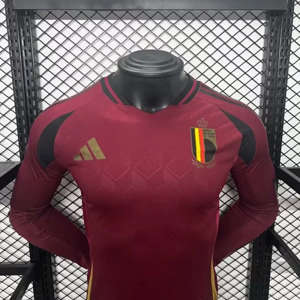 Belgium 2024-25 Home Long Sleeves Jersey Player Version - Image 3