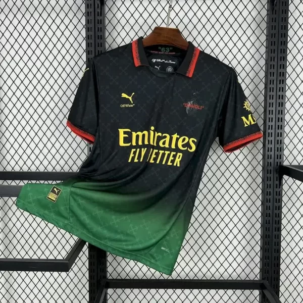 AC Milan 2025-26 Co-Branded Diavoli OFF-WHITE Black & Green Jersey Fan Version