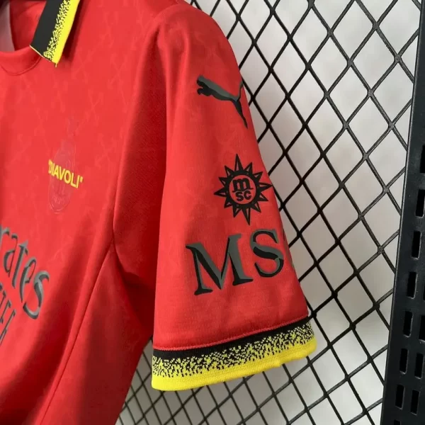 AC Milan 2025-26 Co-Branded Diavoli OFF-WHITE Red & Green Jersey Fan Version - Image 3