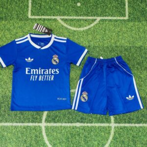 Real Madrid 2025-26 Second Away Kids Kit