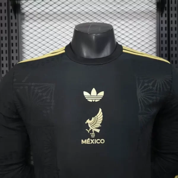 Mexico 2025-26 Gold Cup Edition Black Long Sleeve Jersey Player Version - Image 5