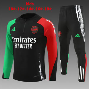 Arsenal 2024-25 Black Half Zip Long Sleeve Kids Training Kit