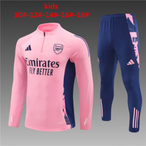 Arsenal 2024-25 Pink Half Zip Long Sleeve Kids Training Kit