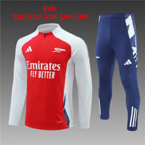 Arsenal 2024-25 Red Half Zip Long Sleeve Kids Training Kit