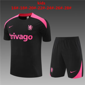 Chelsea 2024-25 Black Short Sleeve Kids Training Kit