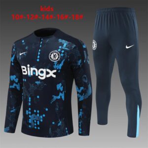 Chelsea 2024-25 Royal Blue (Camo Edition) Half Zip Long Sleeve Kids Training Kit