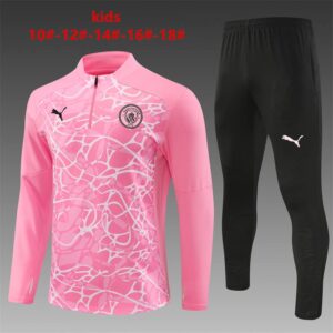 Manchester City 2024-25 Pink (Camo Edition) Half Zip Long Sleeve Kids Training Kit