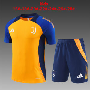 Juventus 2024-25 Orange Yellow Short Sleeve Kids Training Kit
