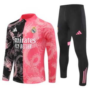 Real Madrid 2025-26 Black Pink Half Zip Long Sleeve Training Kit
