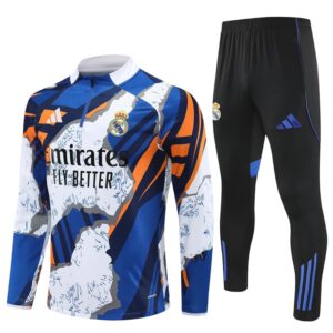 Real Madrid 2025-26 Yellow Blue (Camo Edition) Half Zip Long Sleeve Training Kit