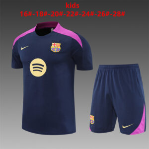 Barcelona 2025-26 Royal Blue Short Sleeve Kids Training Kit
