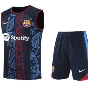 Barcelona 2024-25 Navy Paisley Vest Training Kit
