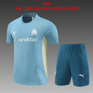 Marseille 2024-25 Lake Green Short Sleeve Kids Training Kit