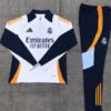 Real Madrid 2024-25 White Half Zip Long Sleeve Kids Training Kit - Image 2