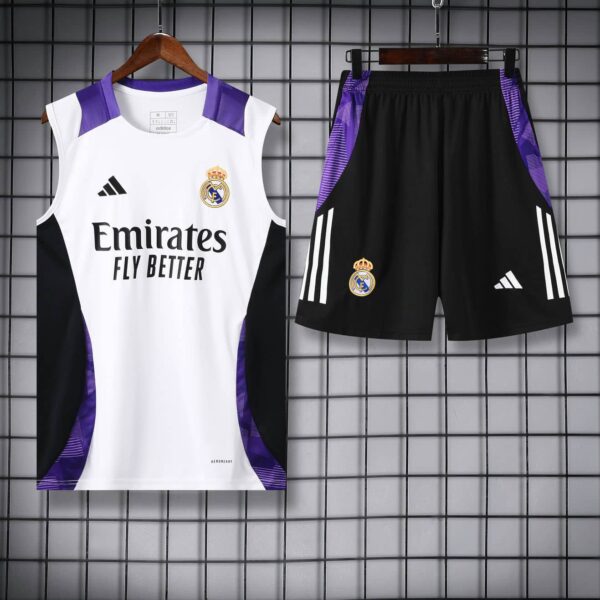 Real Madrid 2024-25 White Purple Vest Training Kit - Image 3